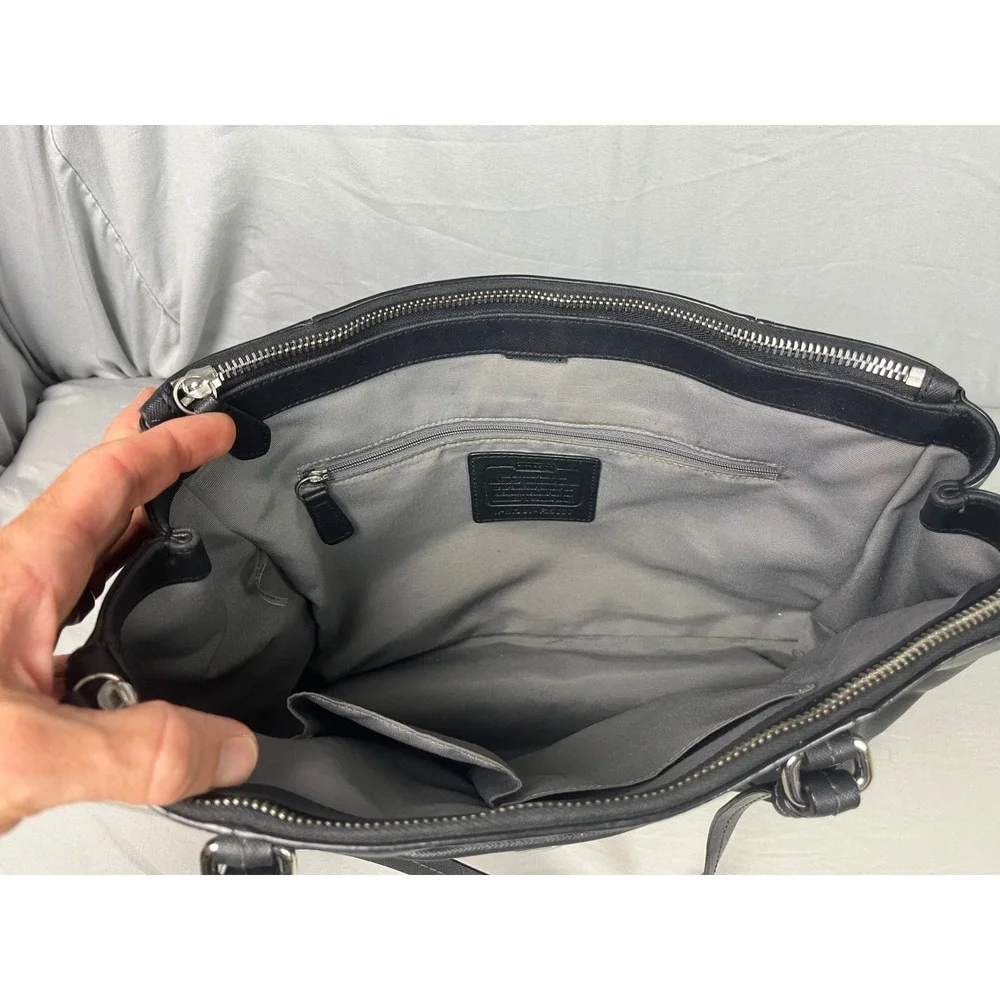 Coach Peyton Tote Black Saffiano Leather Shoulder Bag F25668 Silver Hardware